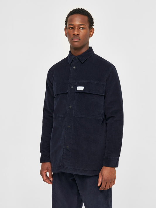 Blouson velours en coton bio et matière recyclée | marine "corduroy overshirt night sky"