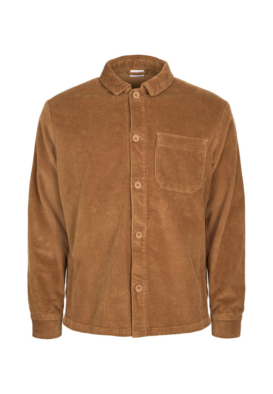 Surchemise en coton bio et matière recyclée | camel "corduroy overshirt brown sugar"