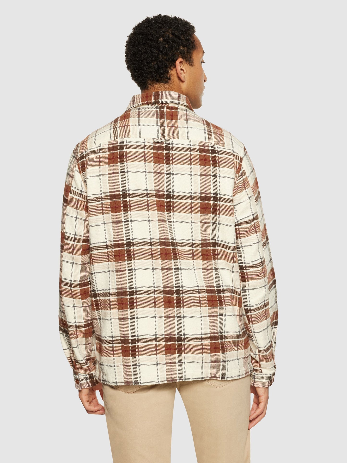 Surchemise à carreaux en coton bio | beige "big checked heavy flannel overshirt beige check"