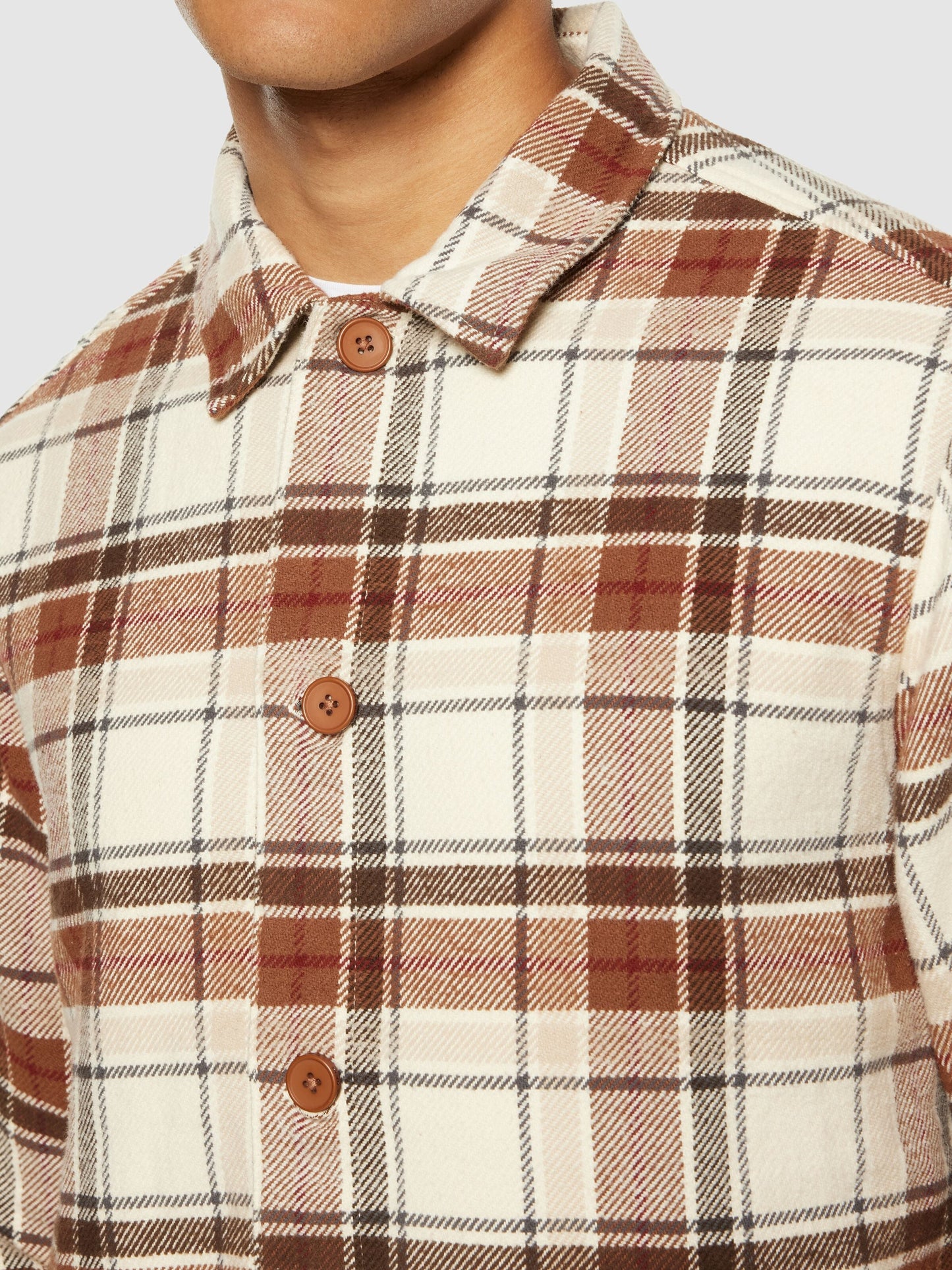 Surchemise à carreaux en coton bio | beige "big checked heavy flannel overshirt beige check"