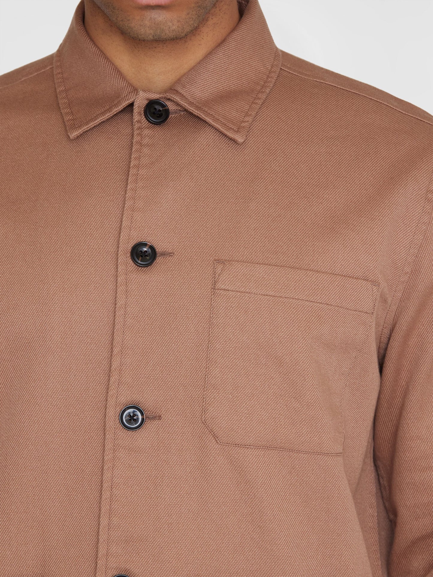 Surchemise en sergé de coton bio | Marron "twill overshirt chocolate malt"