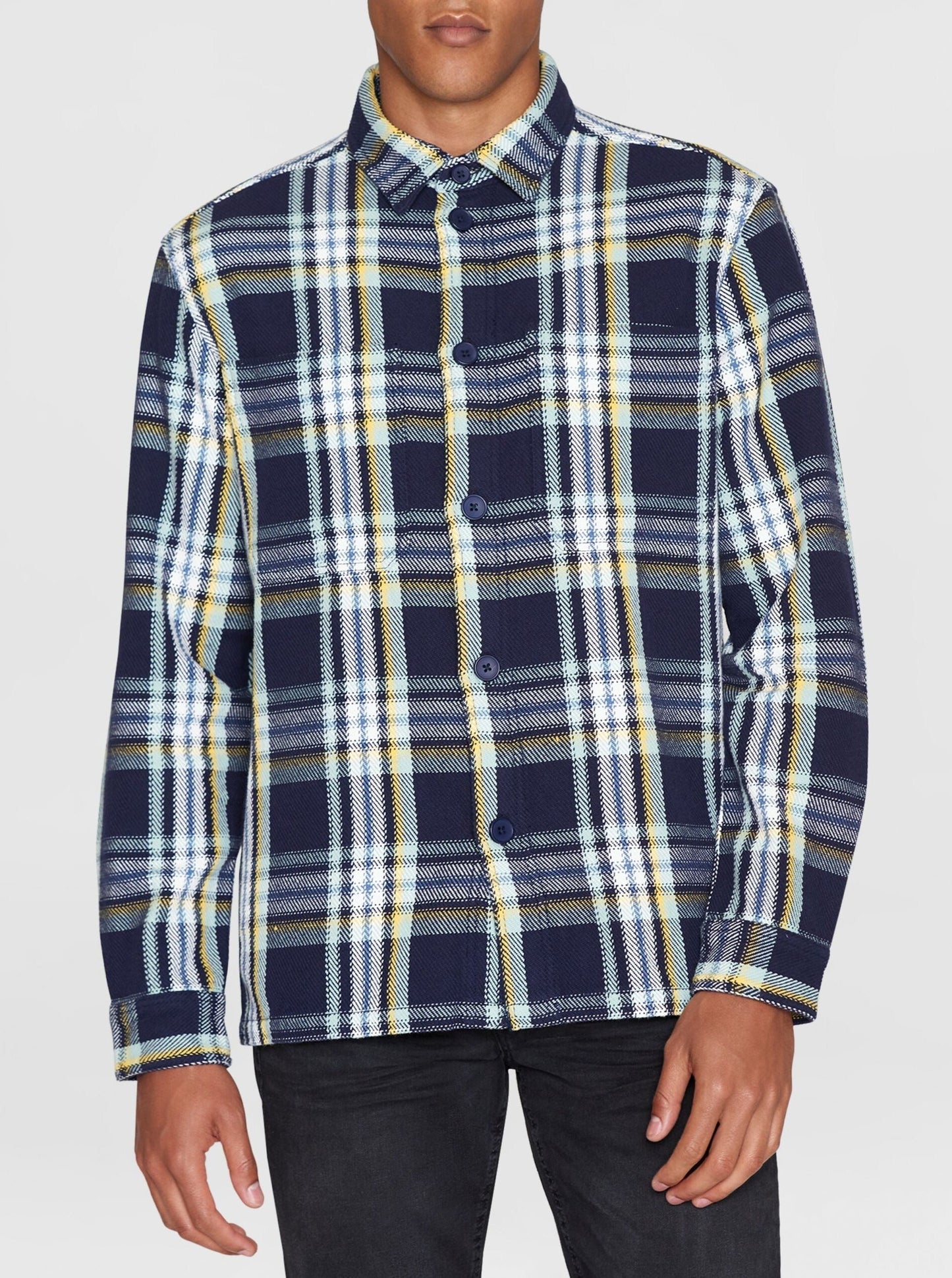 Surchemise à carreaux en coton bio | Bleu "checked overshirt blue check"