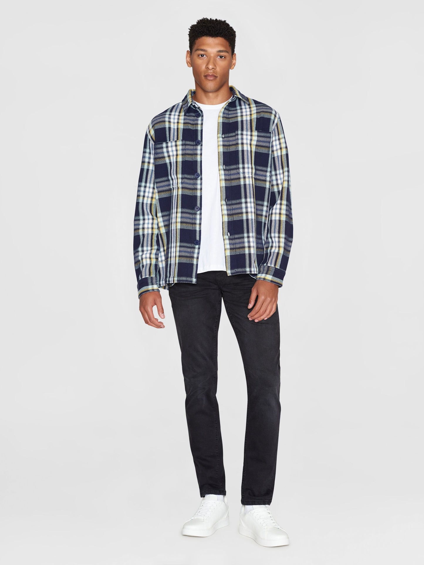 Surchemise à carreaux en coton bio | Bleu "checked overshirt blue check"