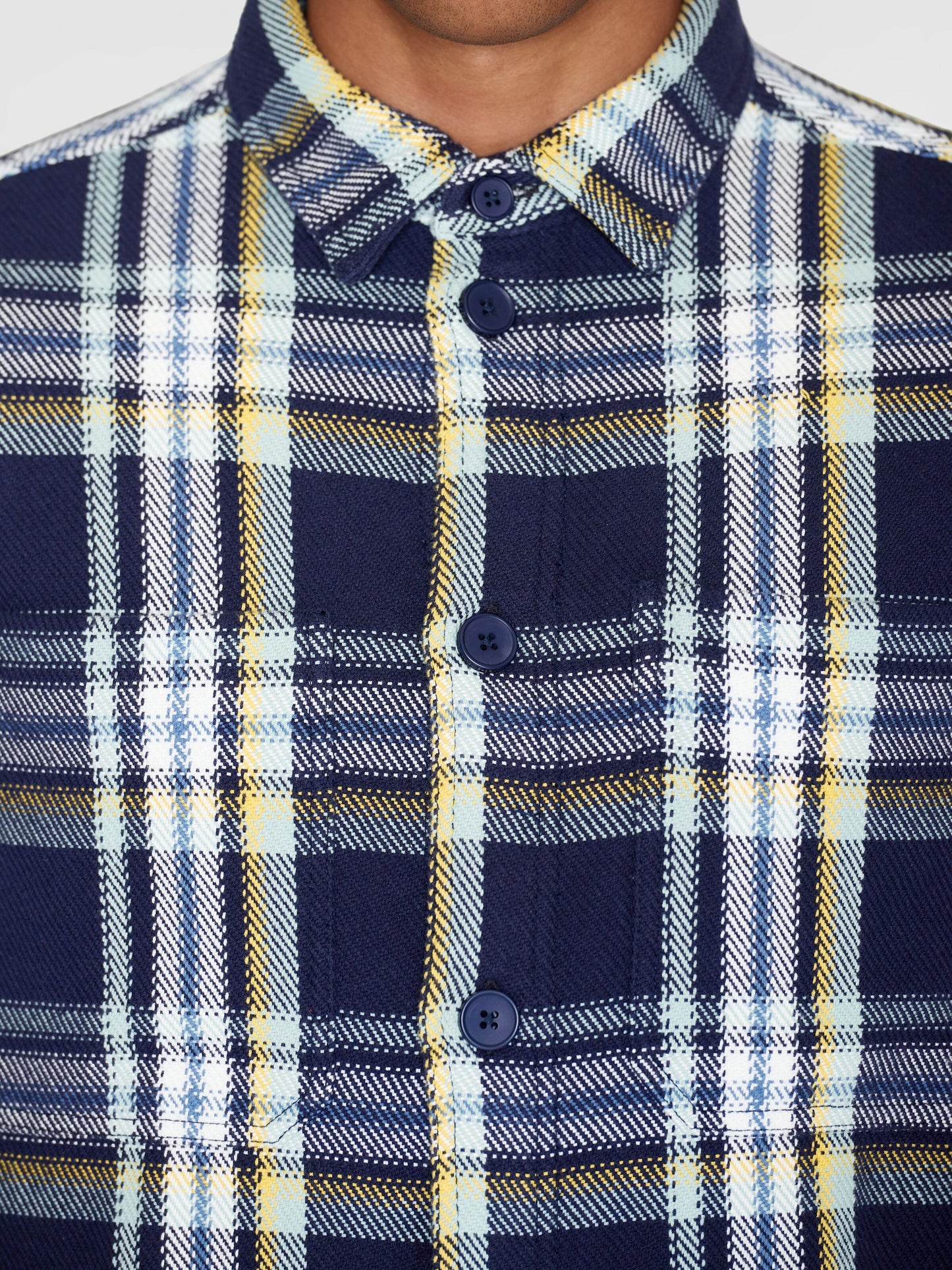 Surchemise à carreaux en coton bio | Bleu "checked overshirt blue check"
