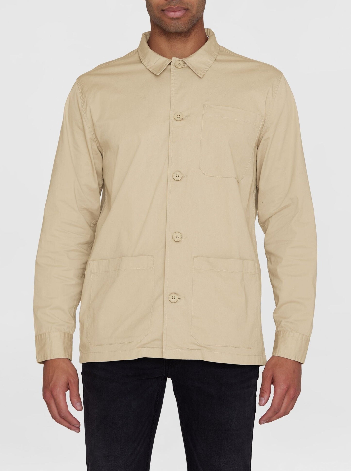 Surchemise en sergé de coton bio | Beige "chuck twill overshirt light feather gray"