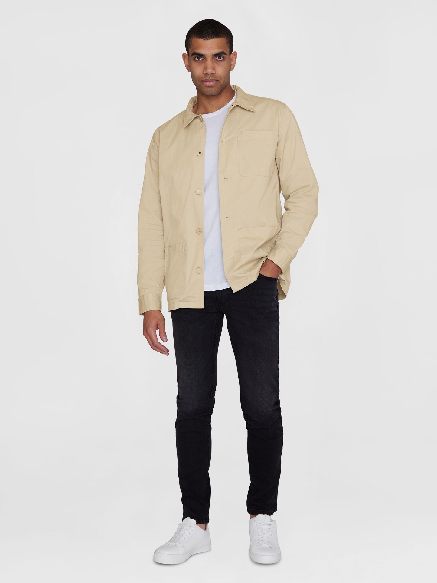 Surchemise en sergé de coton bio | Beige "chuck twill overshirt light feather gray"