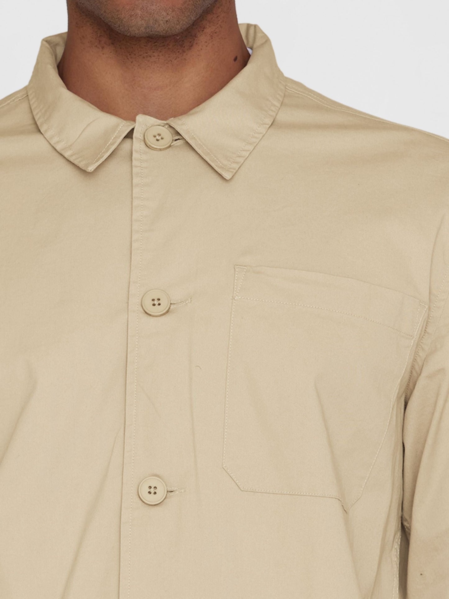 Surchemise en sergé de coton bio | Beige "chuck twill overshirt light feather gray"