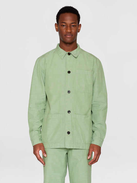 Surchemise en coton bio | vert "slub yarn overshirt shale green"
