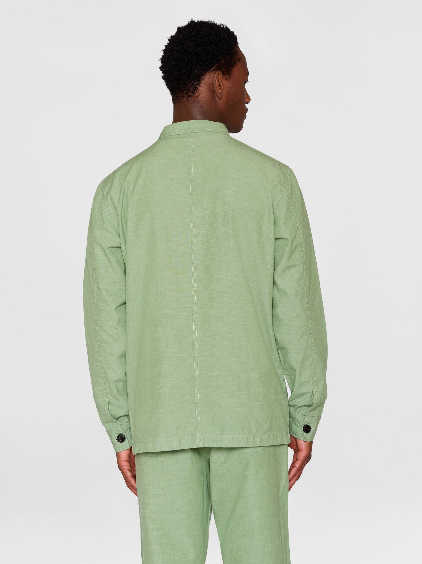Surchemise en coton bio | vert "slub yarn overshirt shale green"