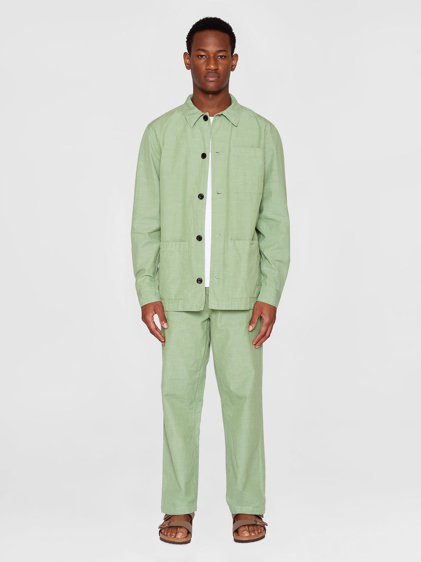 Surchemise en coton bio | vert "slub yarn overshirt shale green"