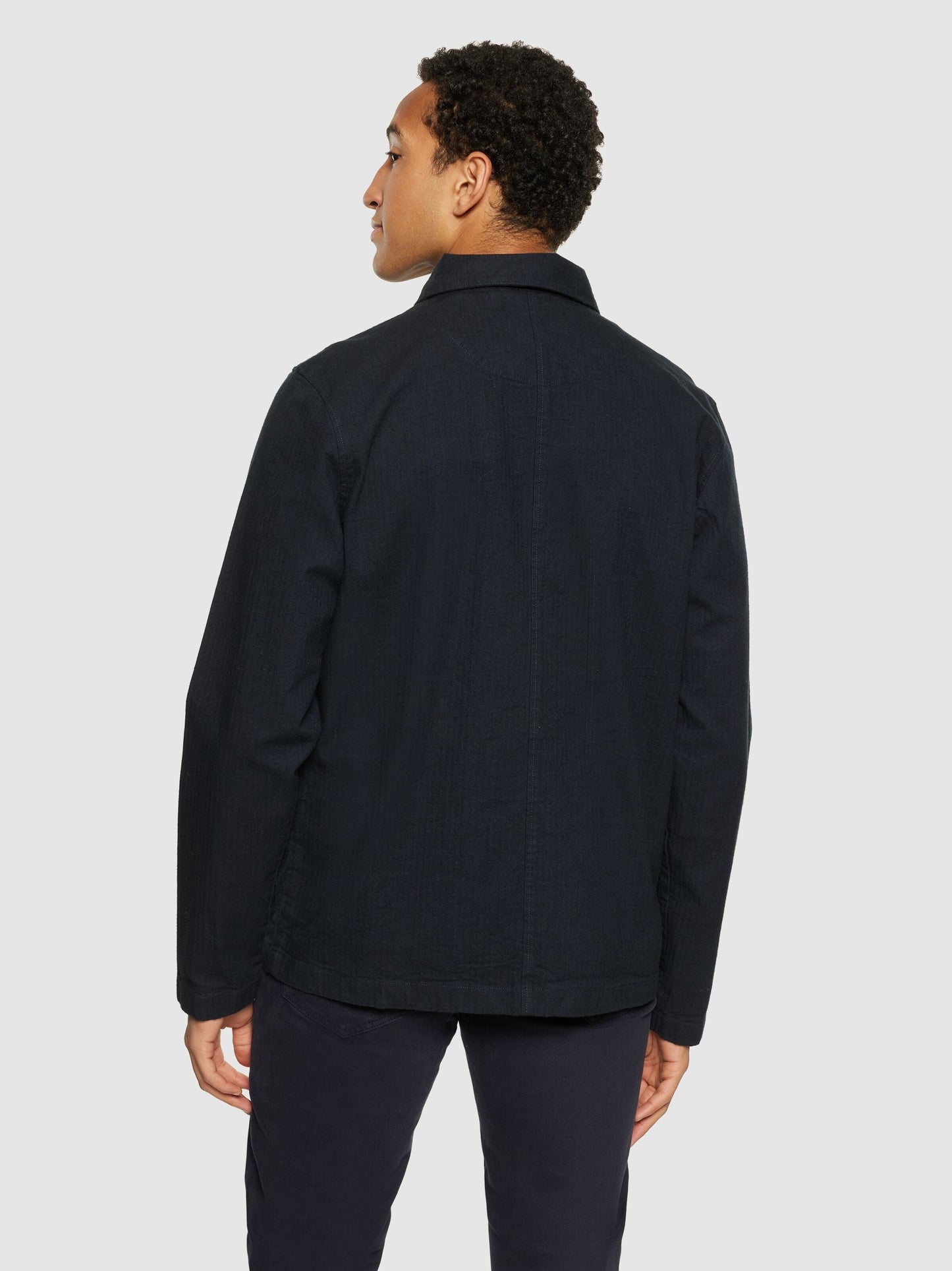 Surchemise en sergé de coton bio | bleu "flannel herringbone overshirt night sky"