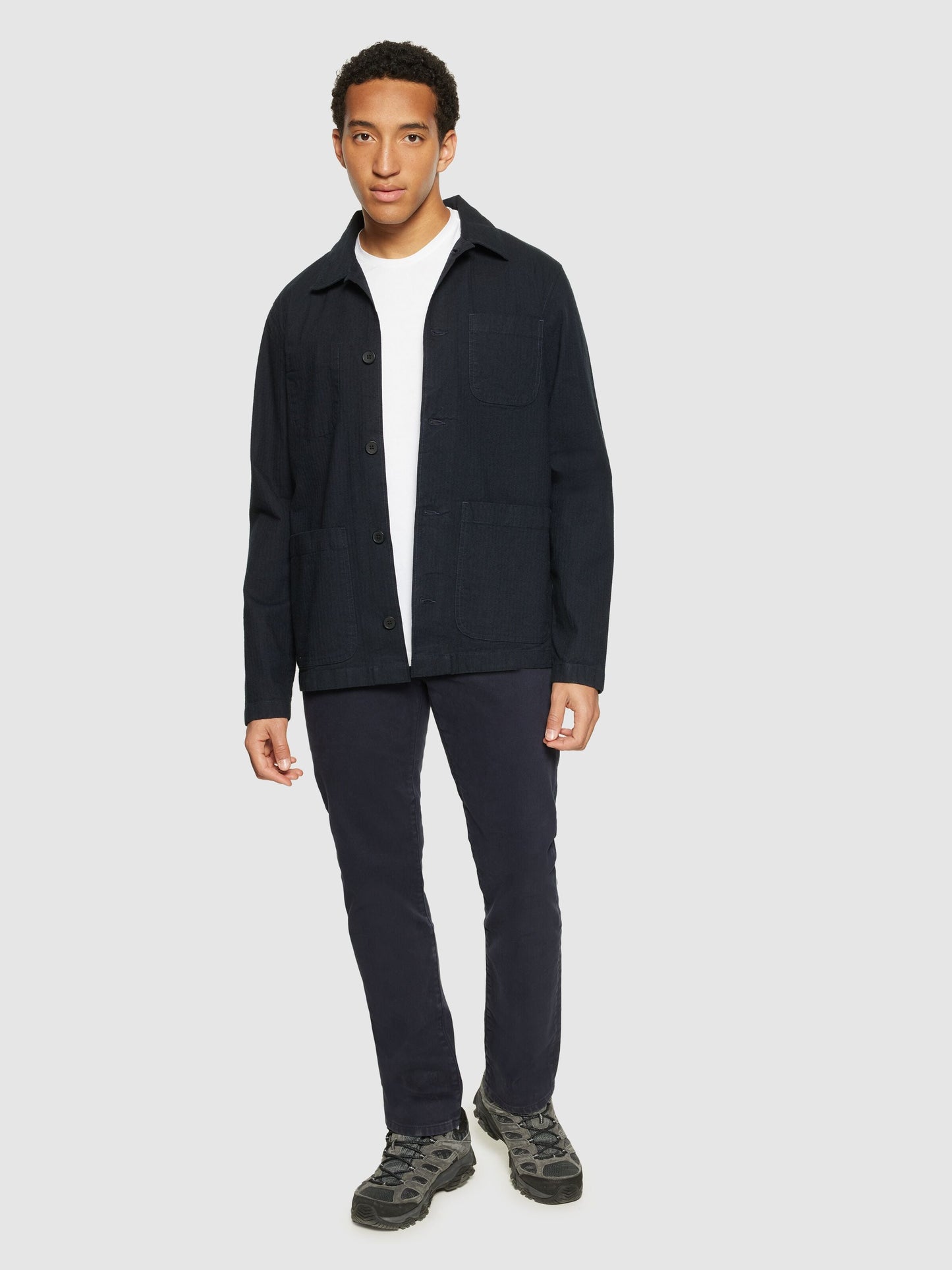 Surchemise en sergé de coton bio | bleu "flannel herringbone overshirt night sky"