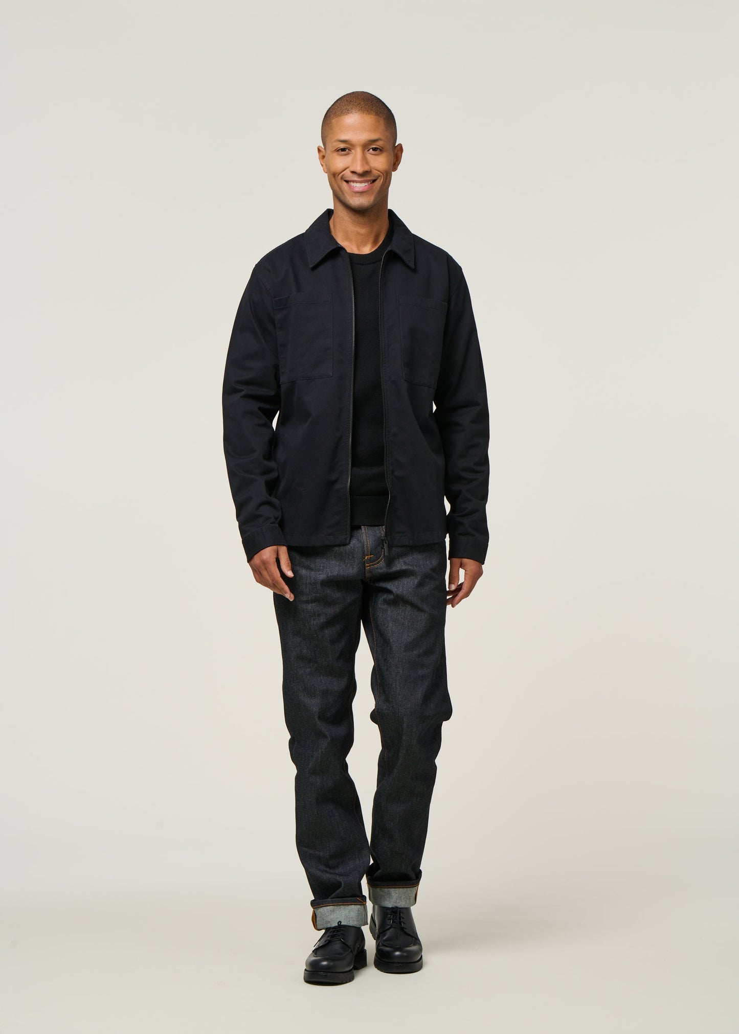 Veste en coton bio | noir "twill overshirt - black jet"