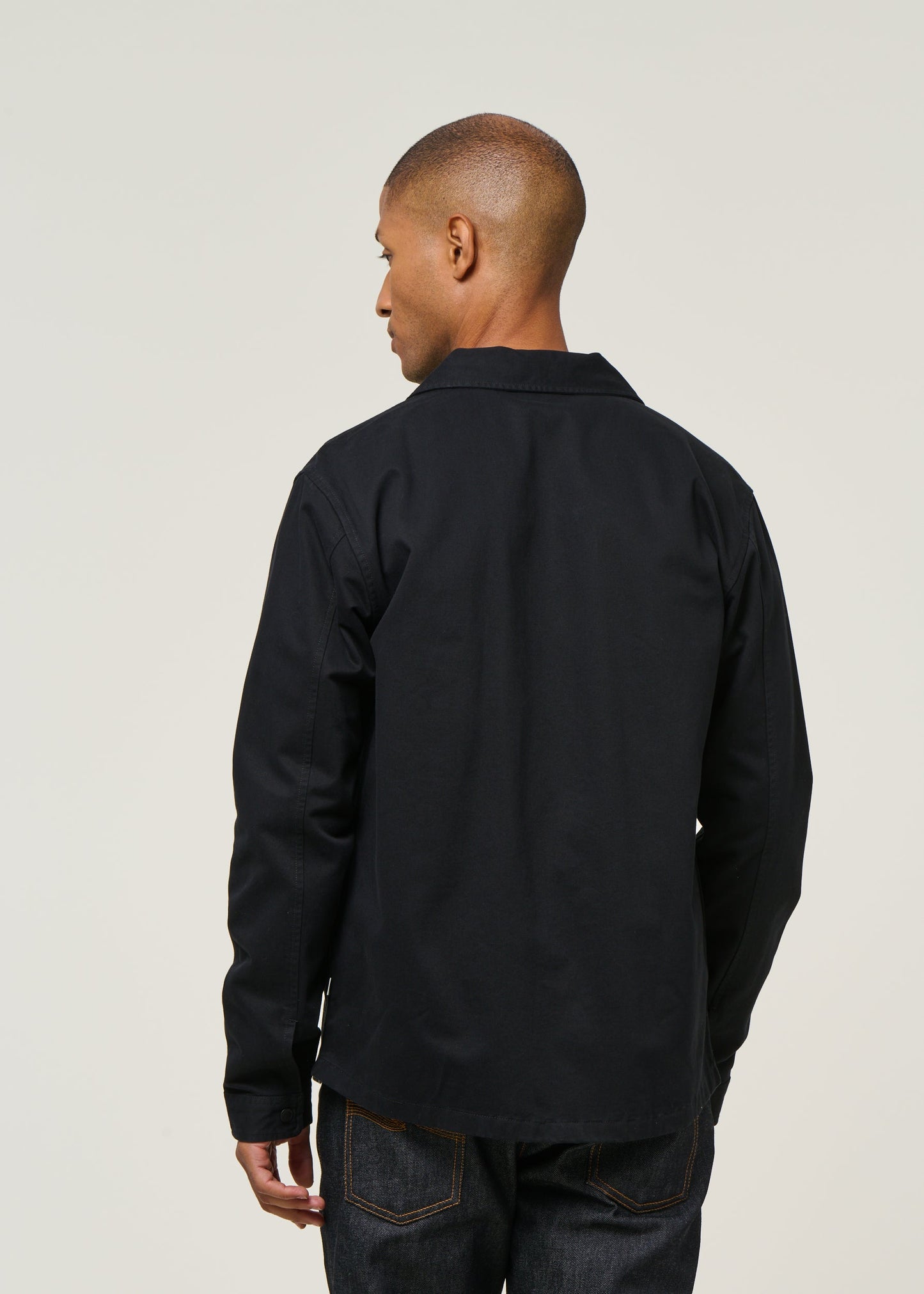 Veste en coton bio | noir "twill overshirt - black jet"