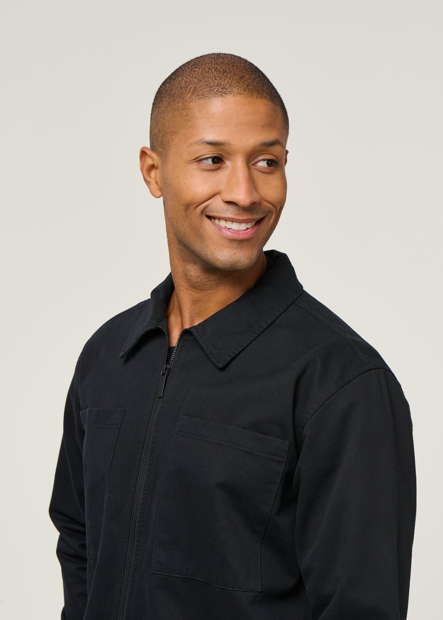 Veste en coton bio | noir "twill overshirt - black jet"