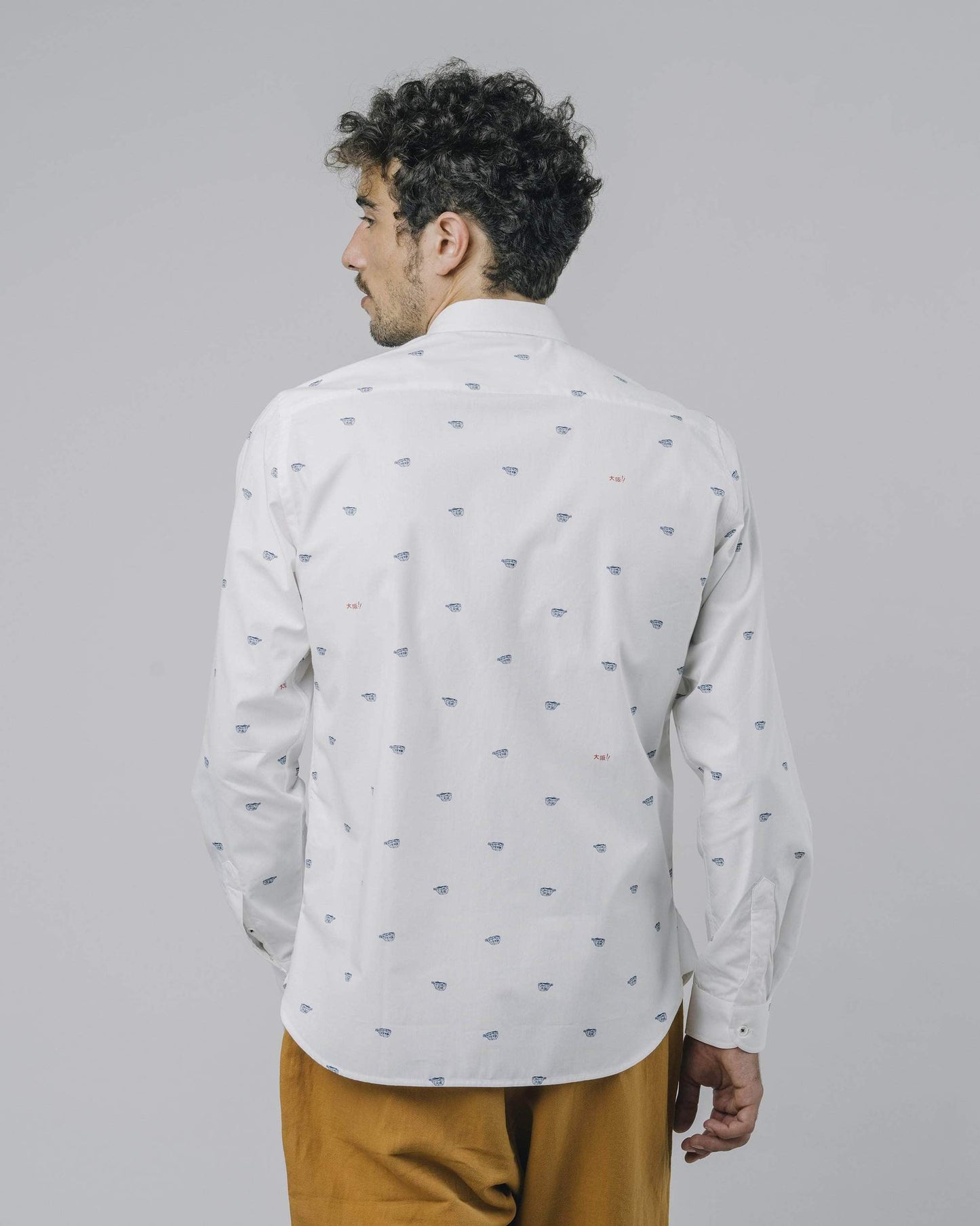 Chemise blanche avec imprimé en coton bio - Osaka fugu