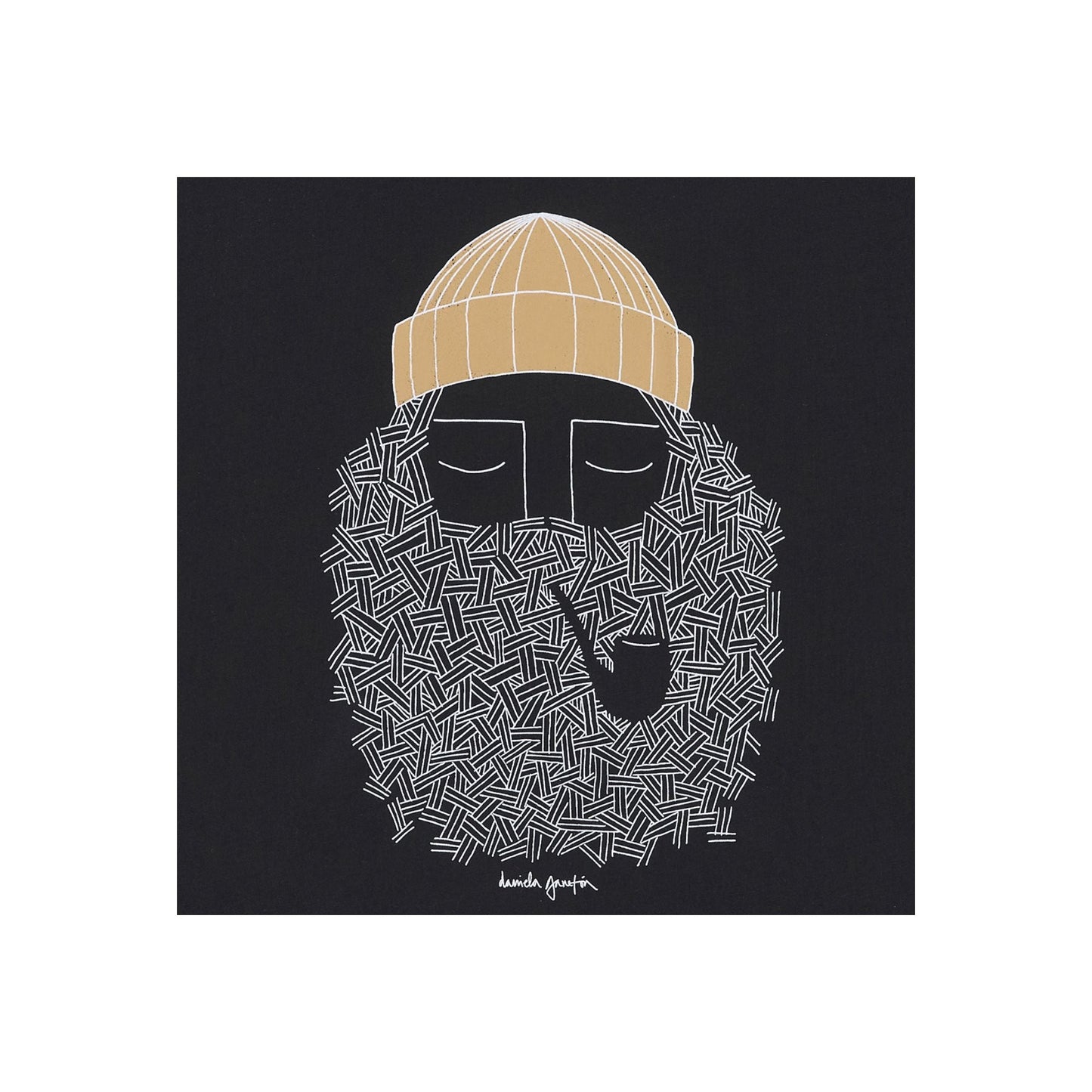T-shirt imprimé en coton bio | noir "night smoking pipe tee"