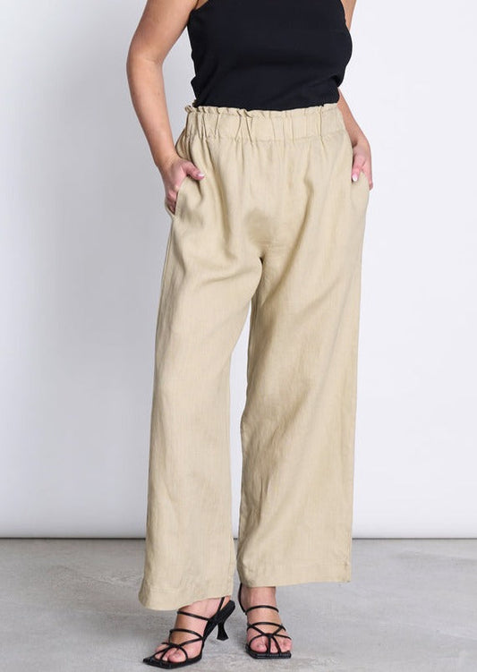 Pantalon ample en lin | beige "beveren sand"