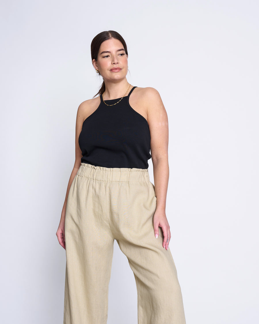Pantalon ample en lin | beige "beveren sand"