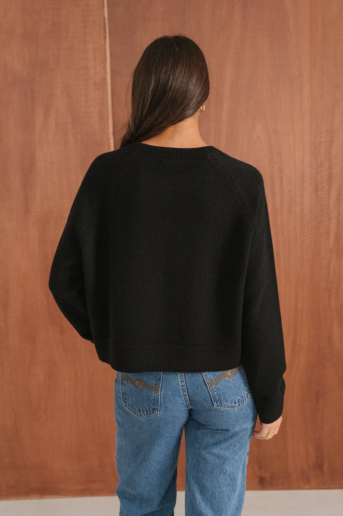 Pull boxy en laine mérinos recyclée | noir