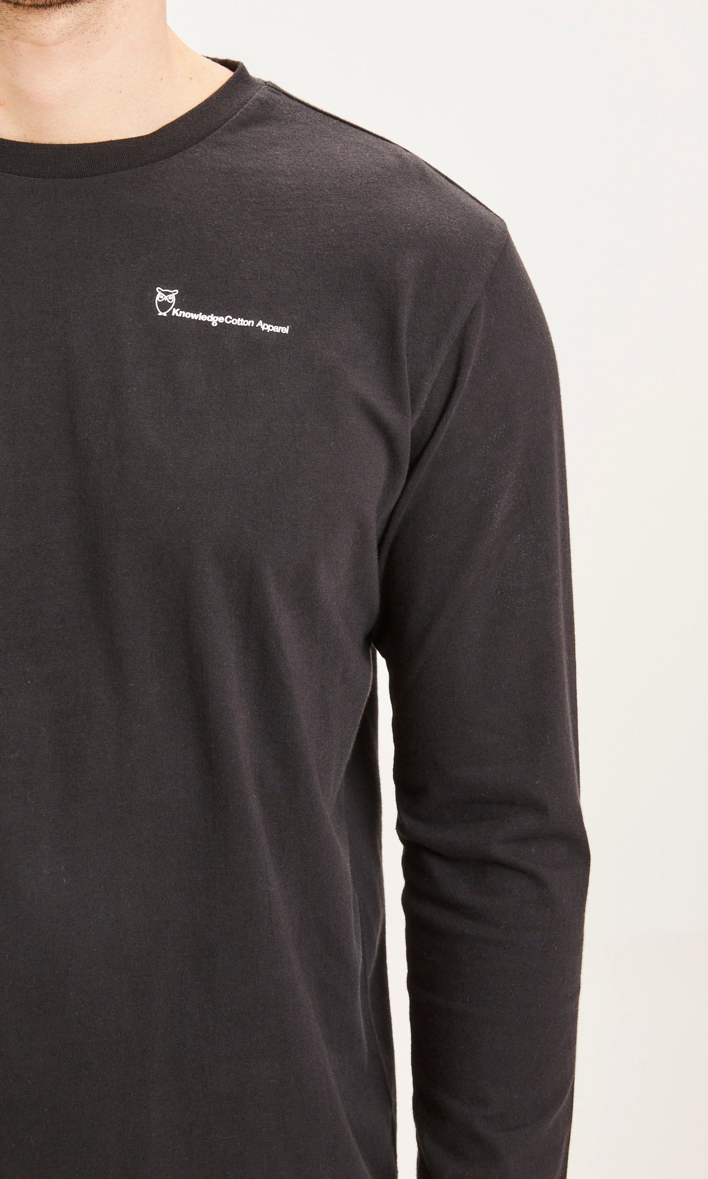 T-shirt à manches longues noir avec logo en coton bio - LOCUST Black Jet