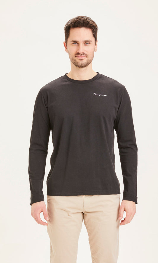 T-shirt à manches longues noir avec logo en coton bio - LOCUST Black Jet