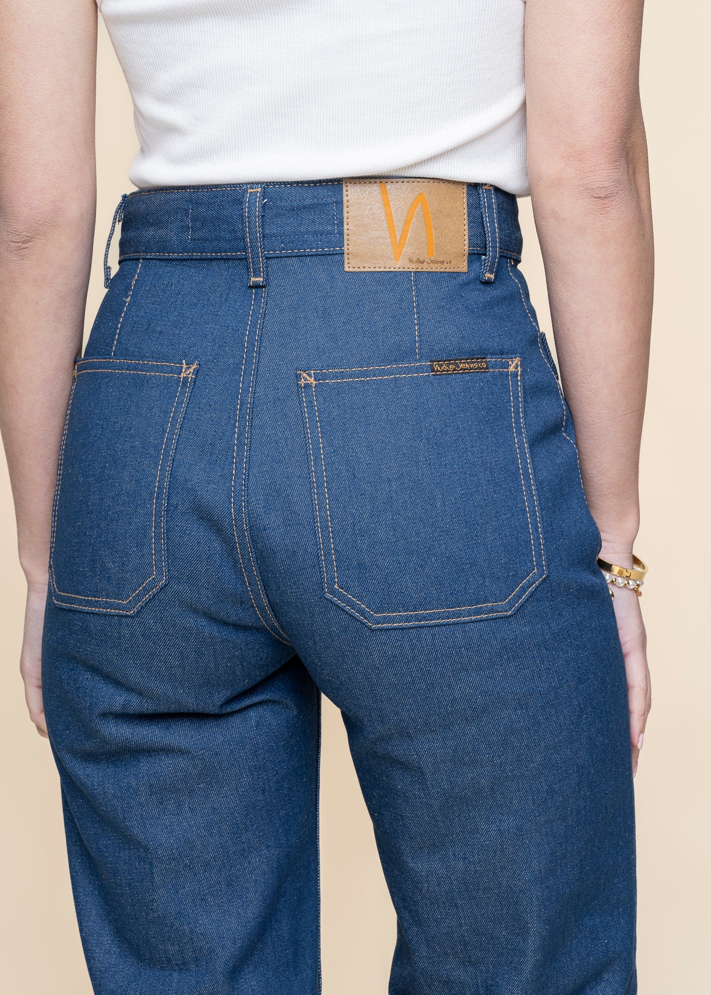 Jean ample en coton bio | bleu "holly western denim pants - denim"