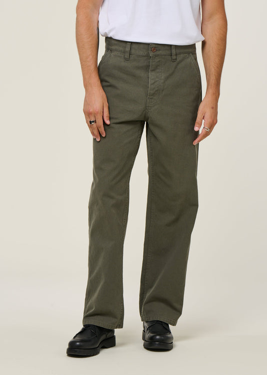 Pantalon large en coton bio | vert "tuff tony pants duck canvas"