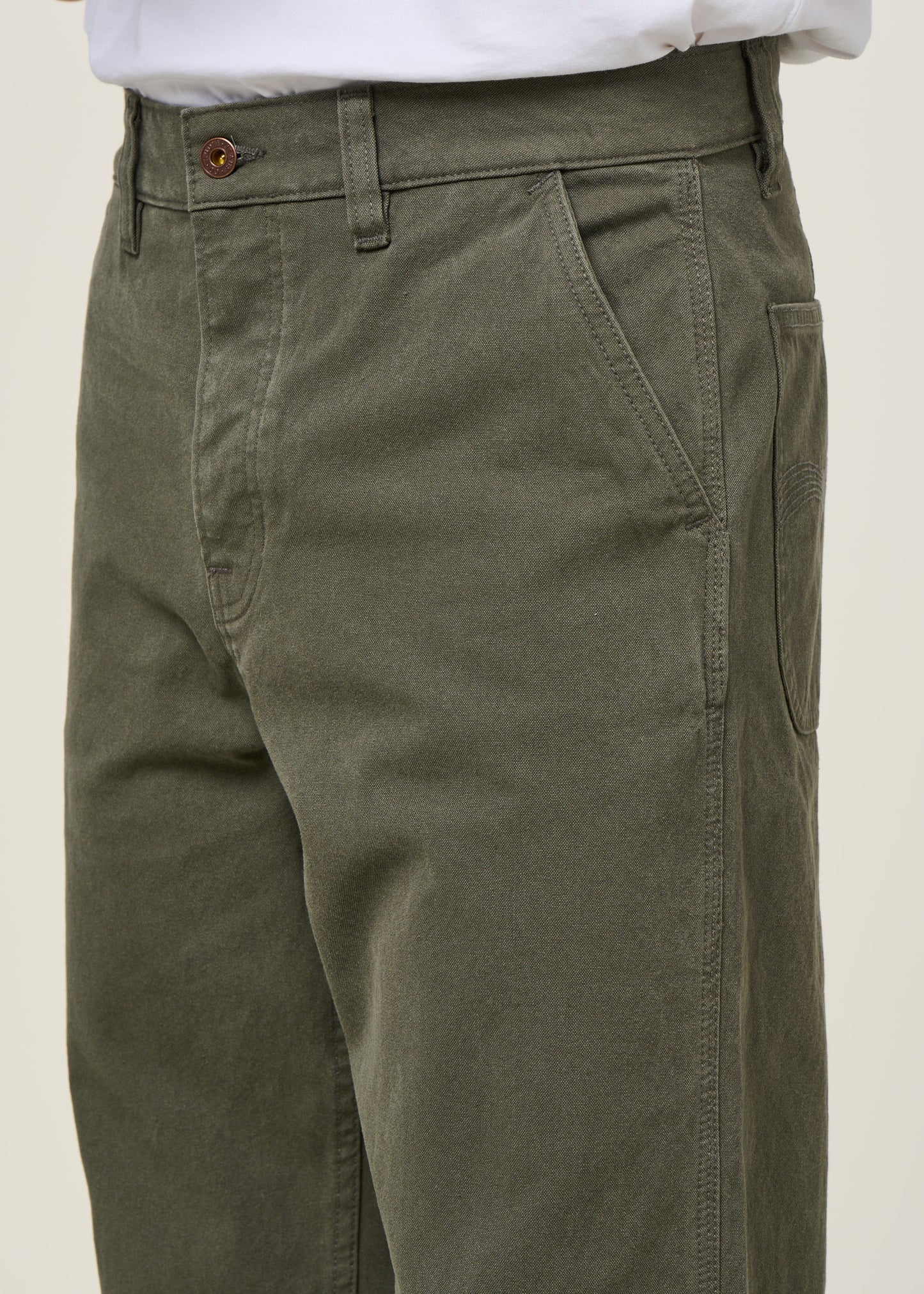 Pantalon large en coton bio | vert "tuff tony pants duck canvas"