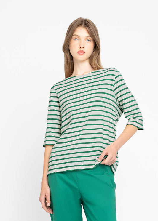 T-shirt en coton bio | rayé "bogak w ss - off white/green"