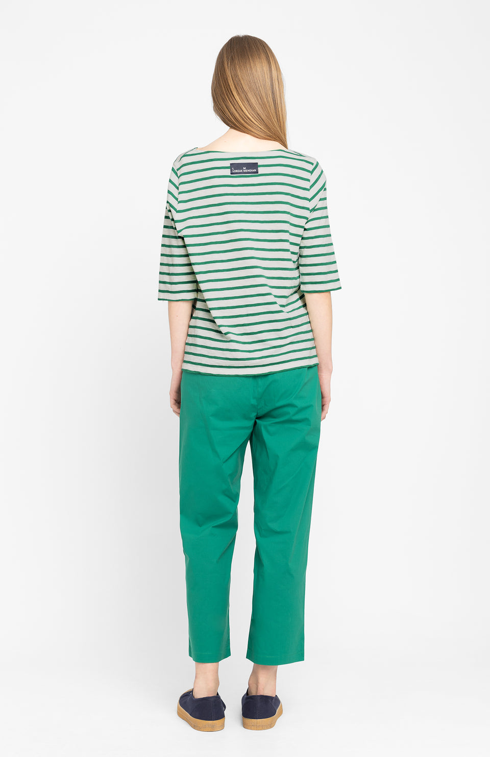 T-shirt en coton bio | rayé "bogak w ss - off white/green"