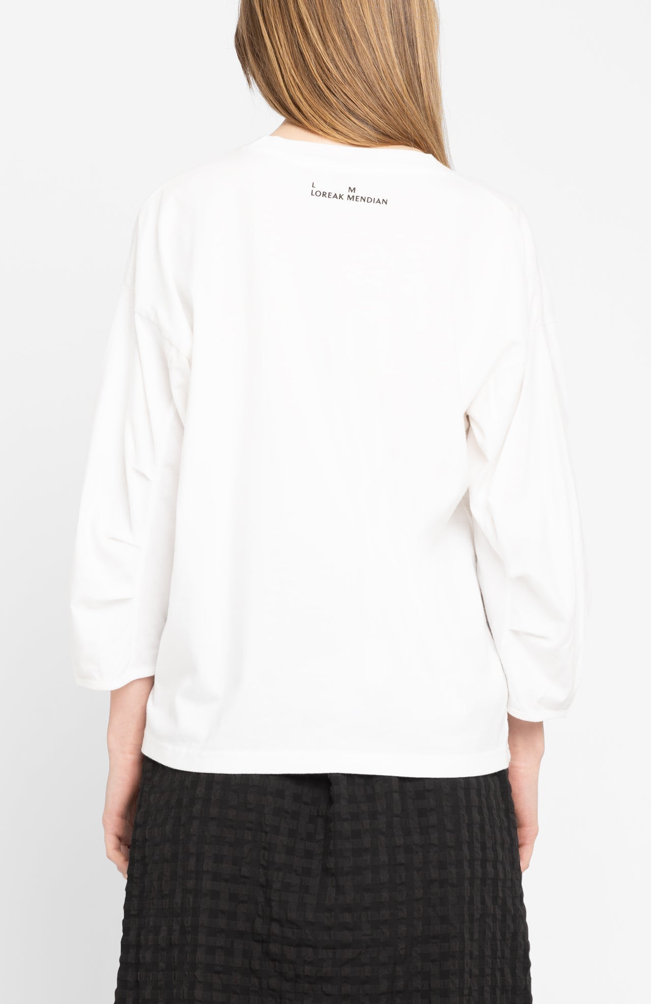 T-shirt manches longues froncées en coton bio | blanc "jane - off white"