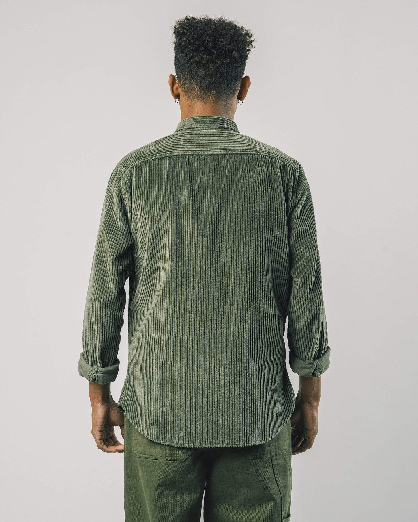 Surchemise verte velours côtelé en coton bio - Corduroy stone green