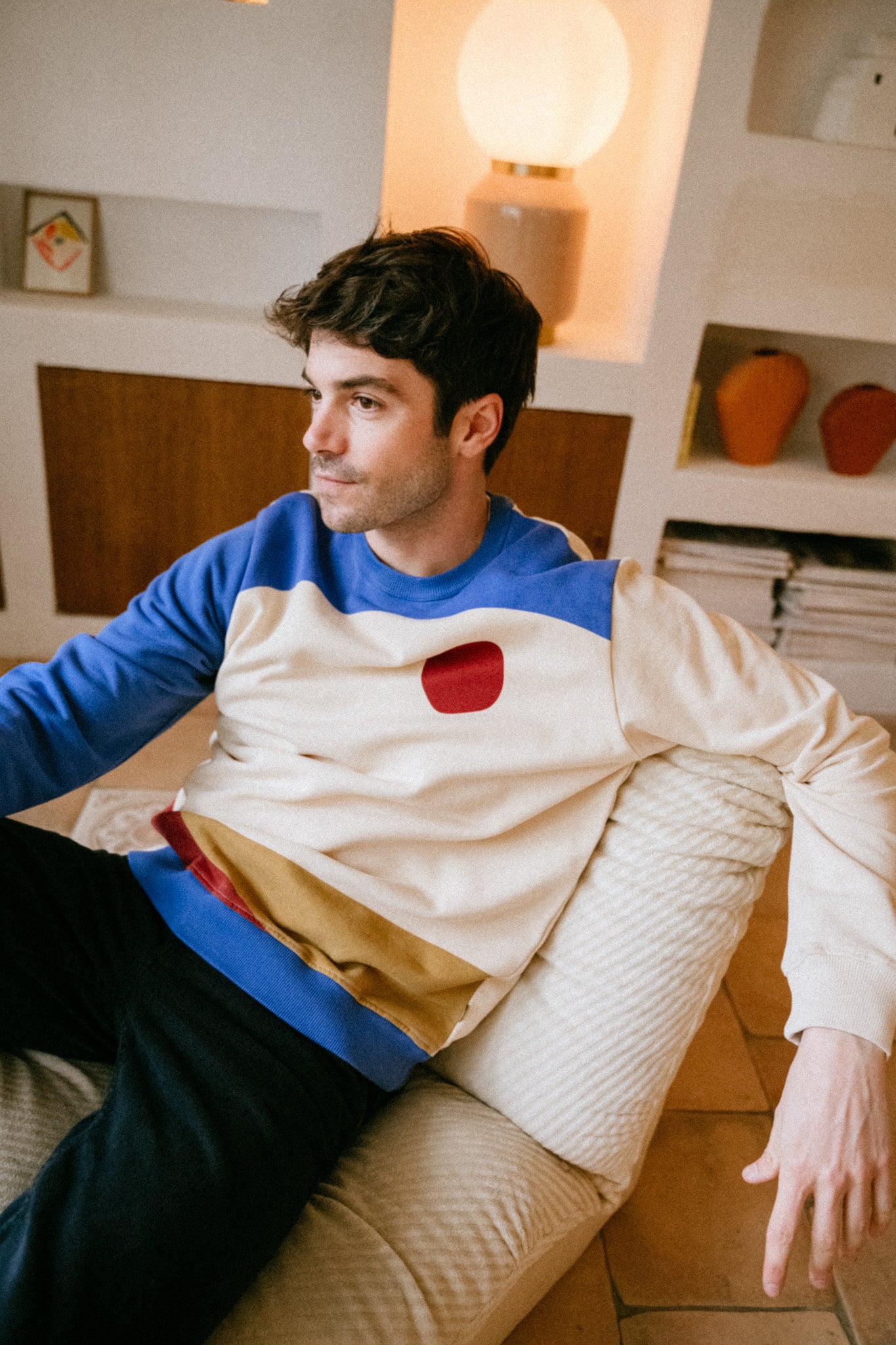 Sweat en coton bio | multicolore "abstract ivory sweatshirt"