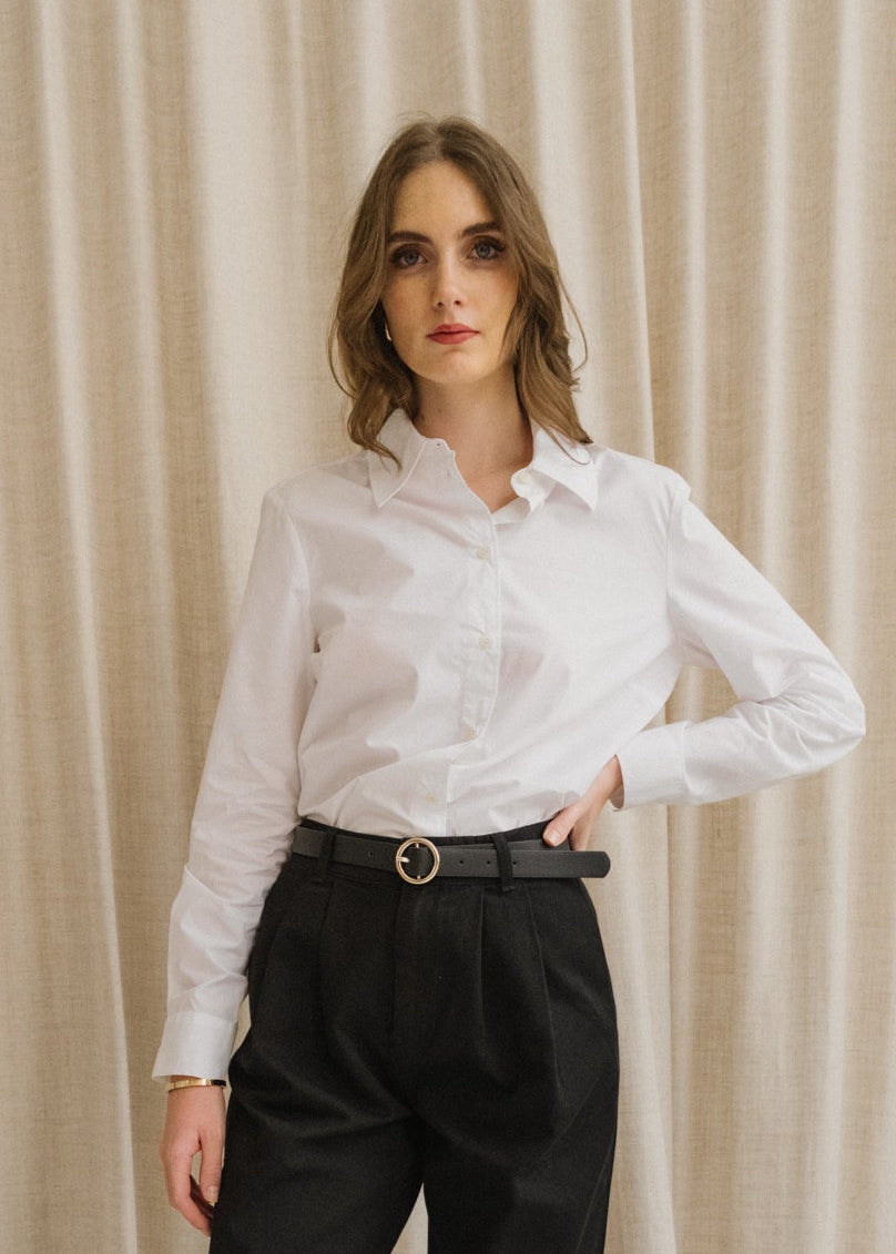 Chemise en coton bio | blanc "louilaa - white"