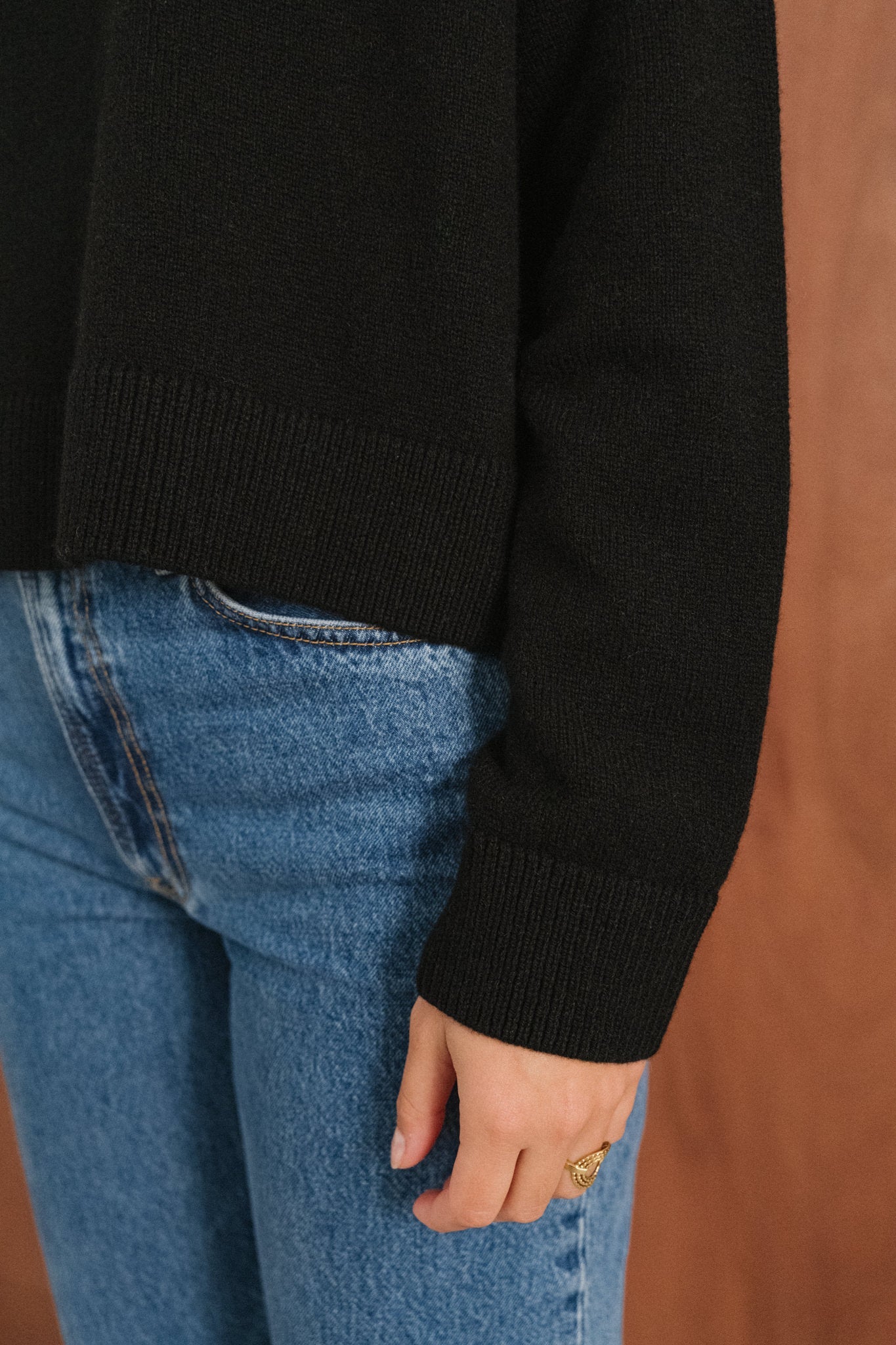 Pull boxy en laine mérinos recyclée | noir