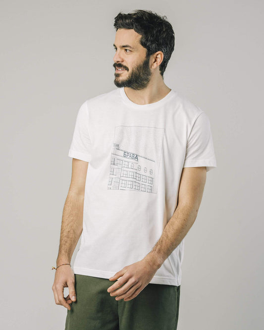T-shirt blanc à imprimés en coton bio - District