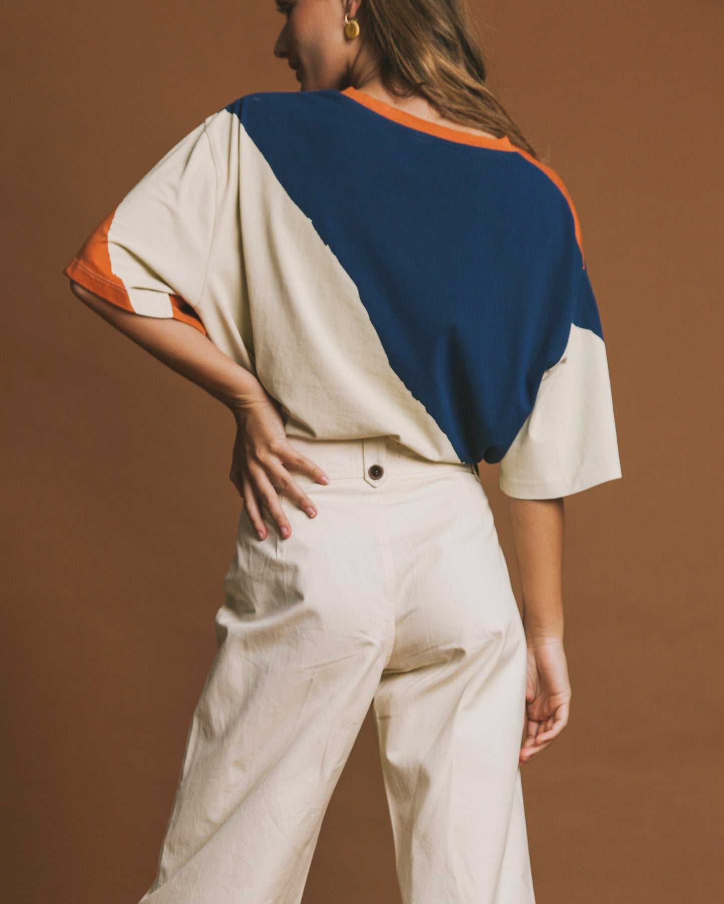 Pantalon pattes d'éléphant crème en coton bio - Sand