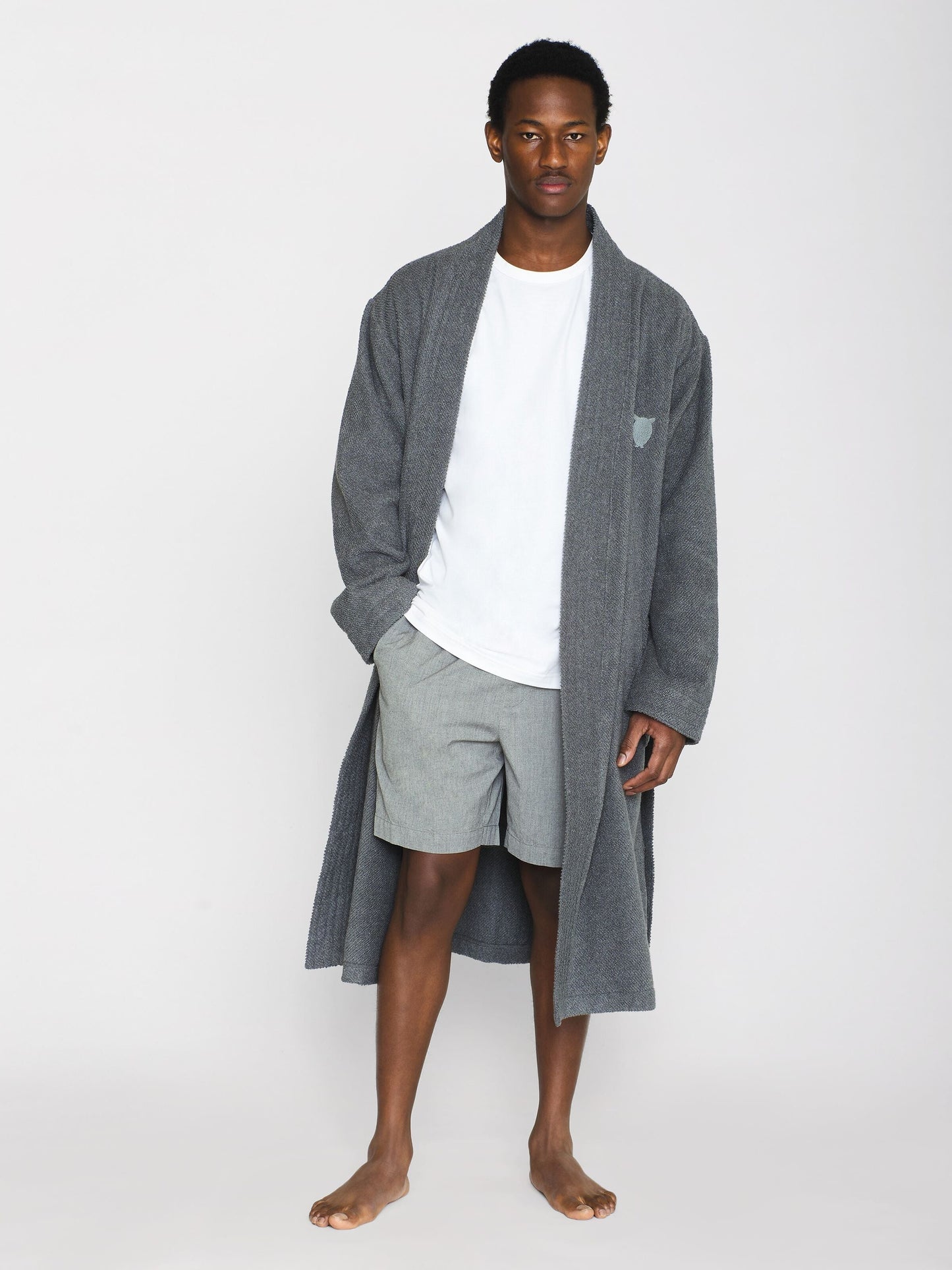 Peignoir en coton bio | gris "bathrobe dark grey melange"