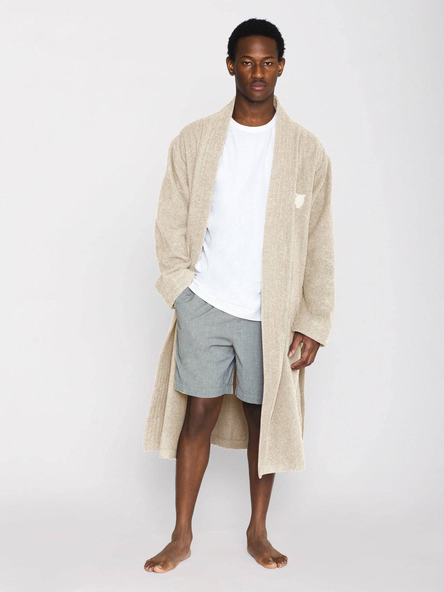 Peignoir en coton bio | beige "bathrobe buttercream"