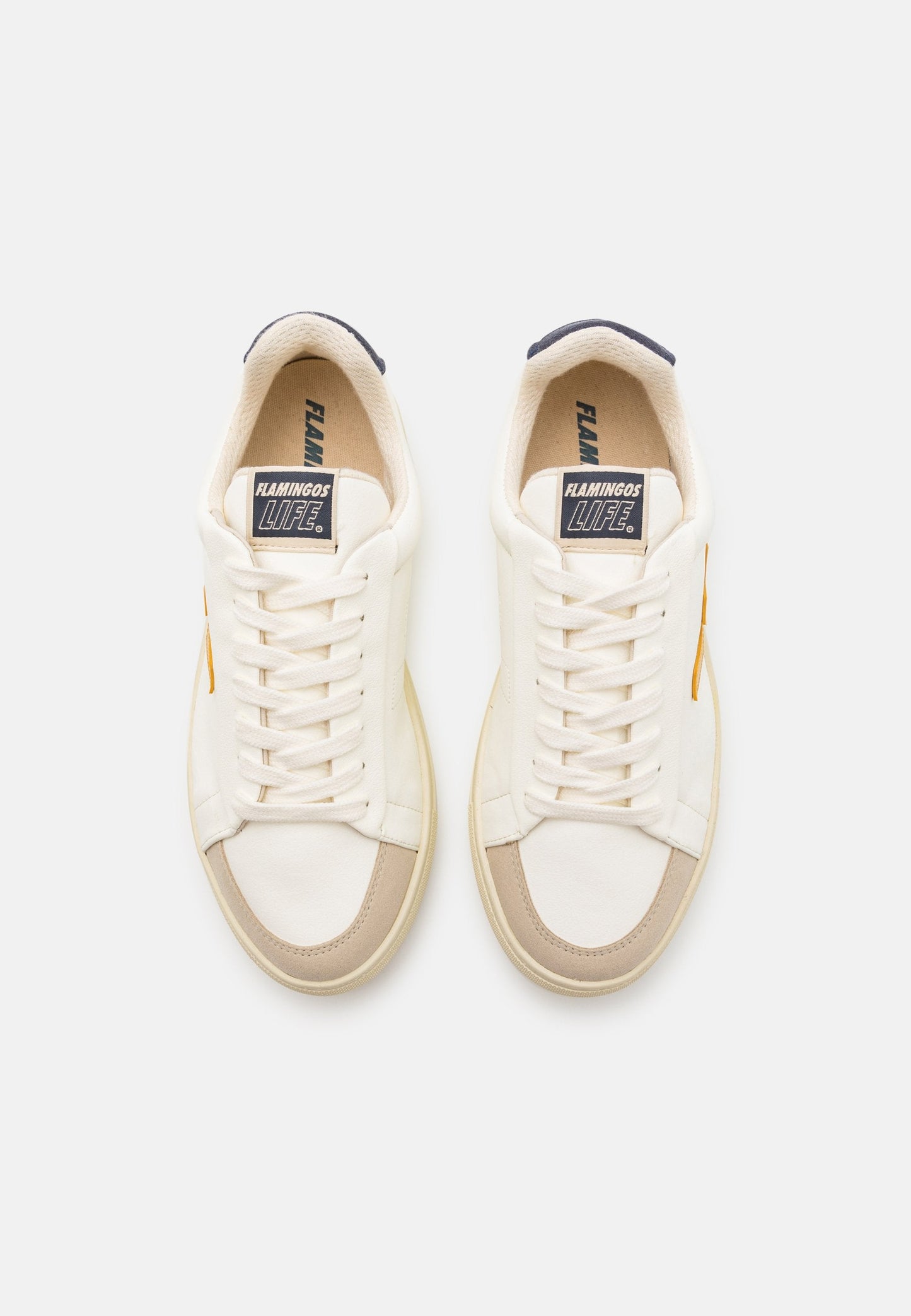 Baskets vegan en recyclé - classic 70s off white mustard ecru