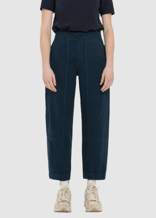 Pantalon ballon en coton bio | bleu "simone dark blue"