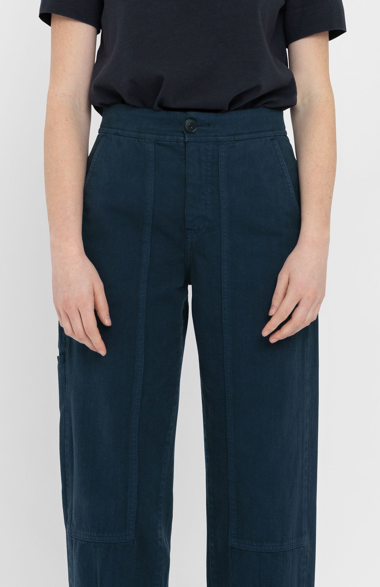 Pantalon ballon en coton bio | bleu "simone dark blue"
