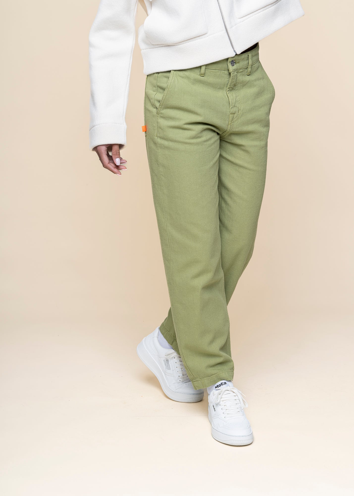 Pantalon droit en coton bio | vert "mirena - laurel"