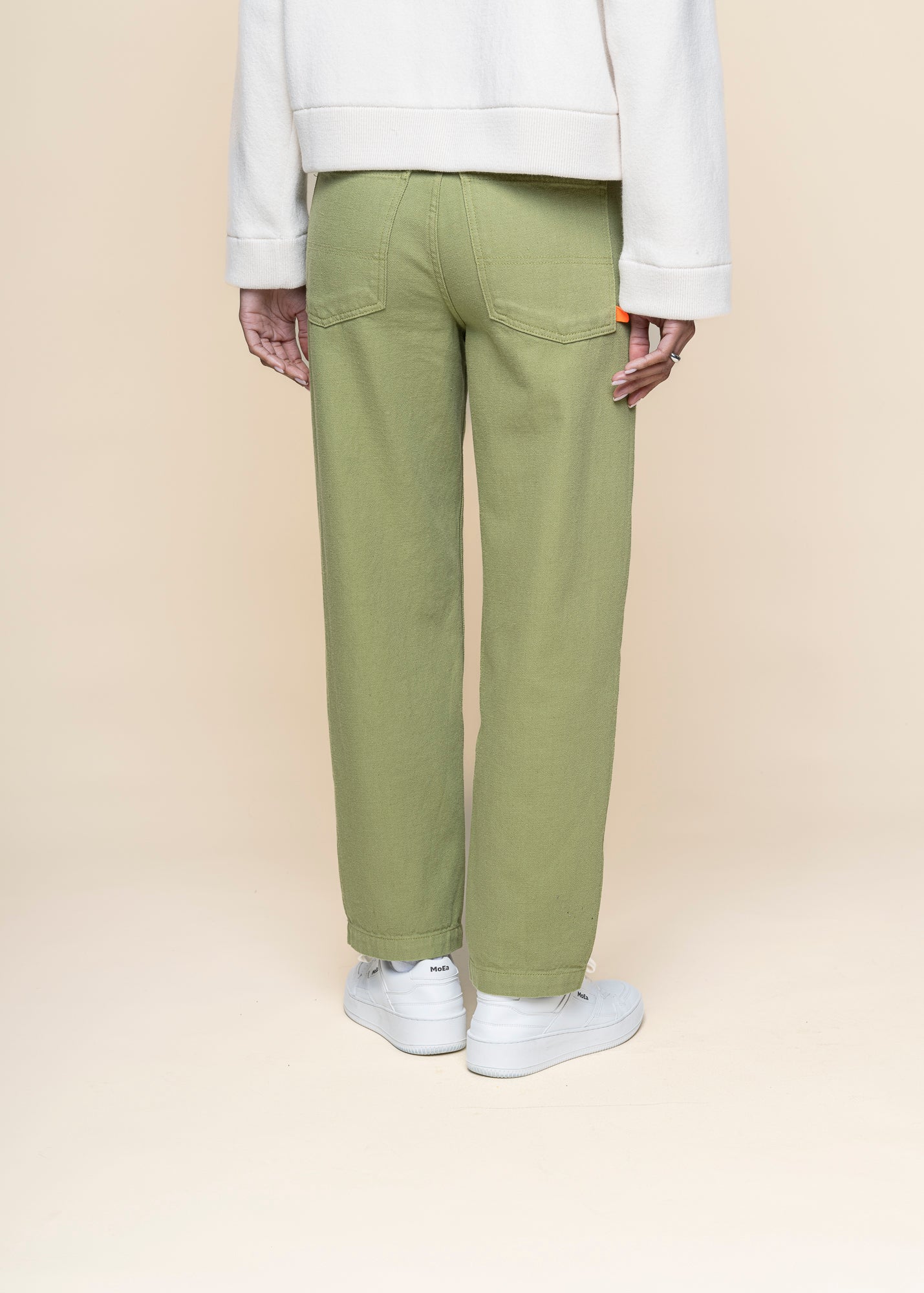 Pantalon droit en coton bio | vert "mirena - laurel"