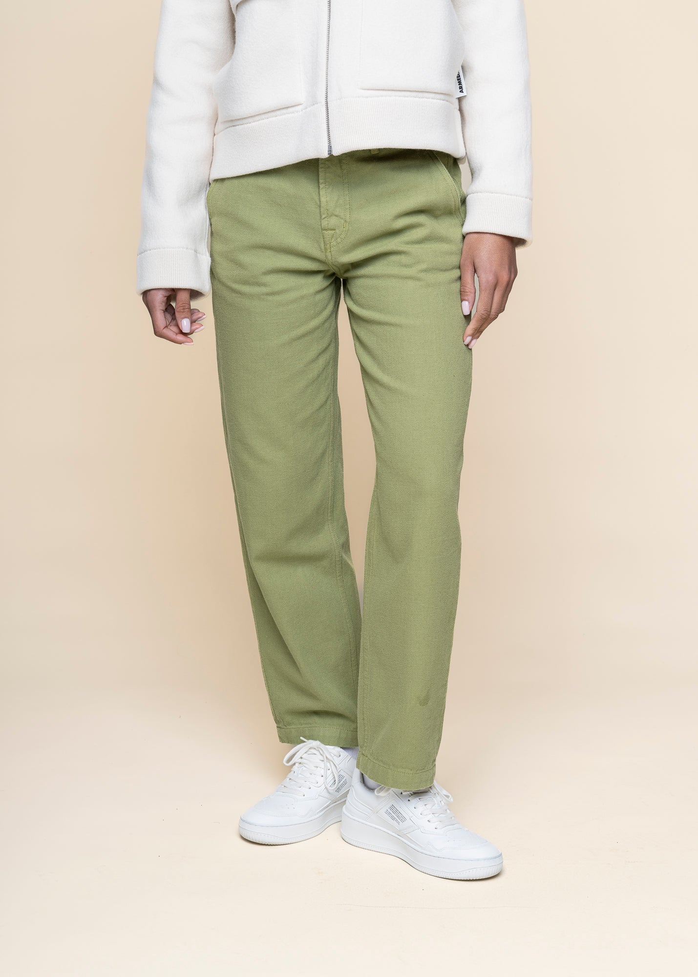 Pantalon droit en coton bio | vert "mirena - laurel"