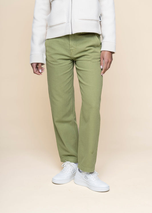 Pantalon droit en coton bio | vert "mirena - laurel"