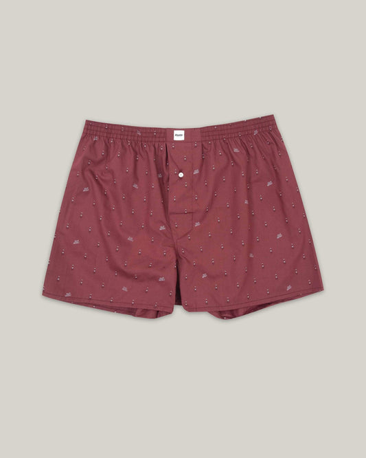 Caleçon bordeaux à motifs en coton bio - Locomotive Underwear porto wine