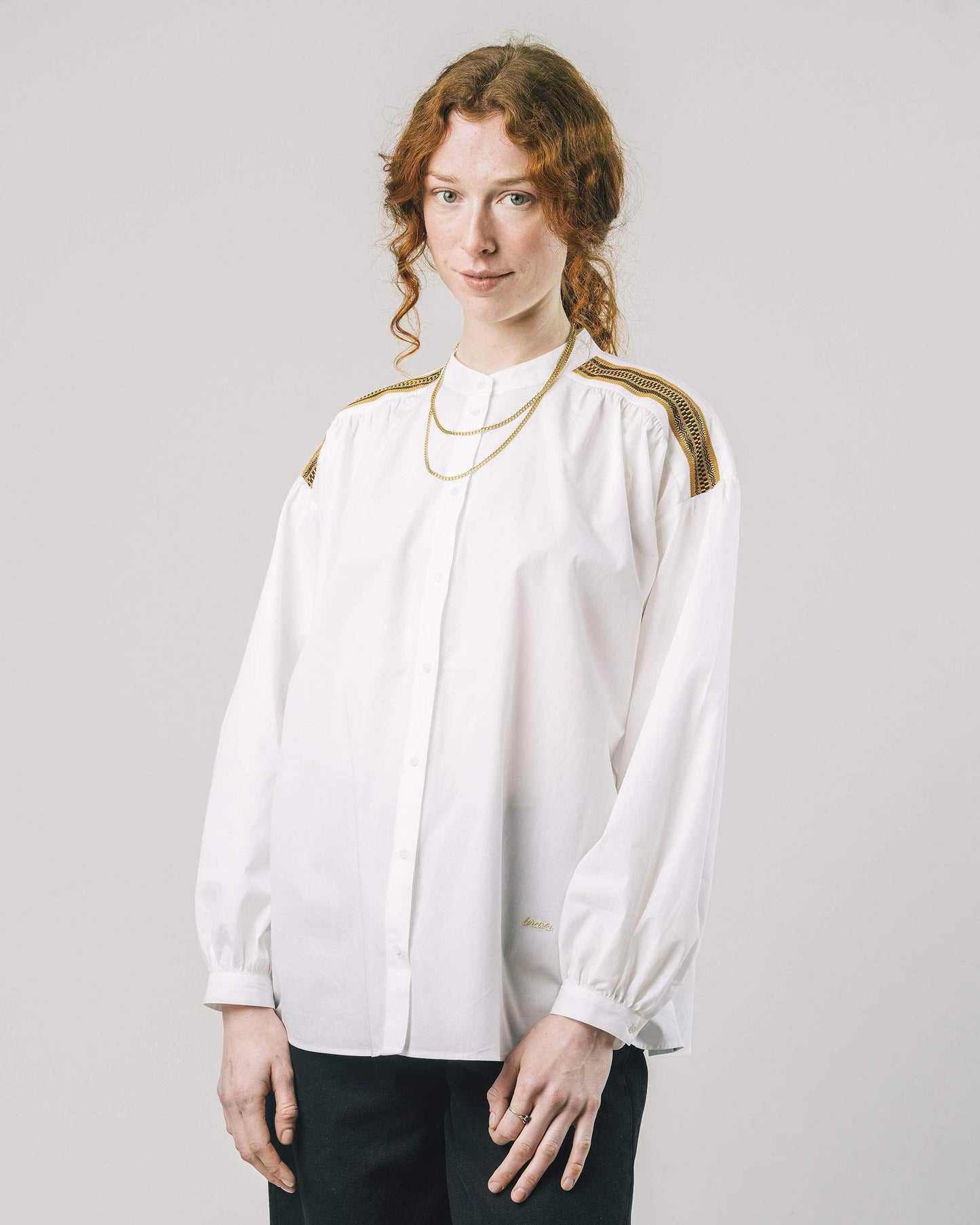 Blouse blanche en coton biologique - Ribbon Boho OffWhite