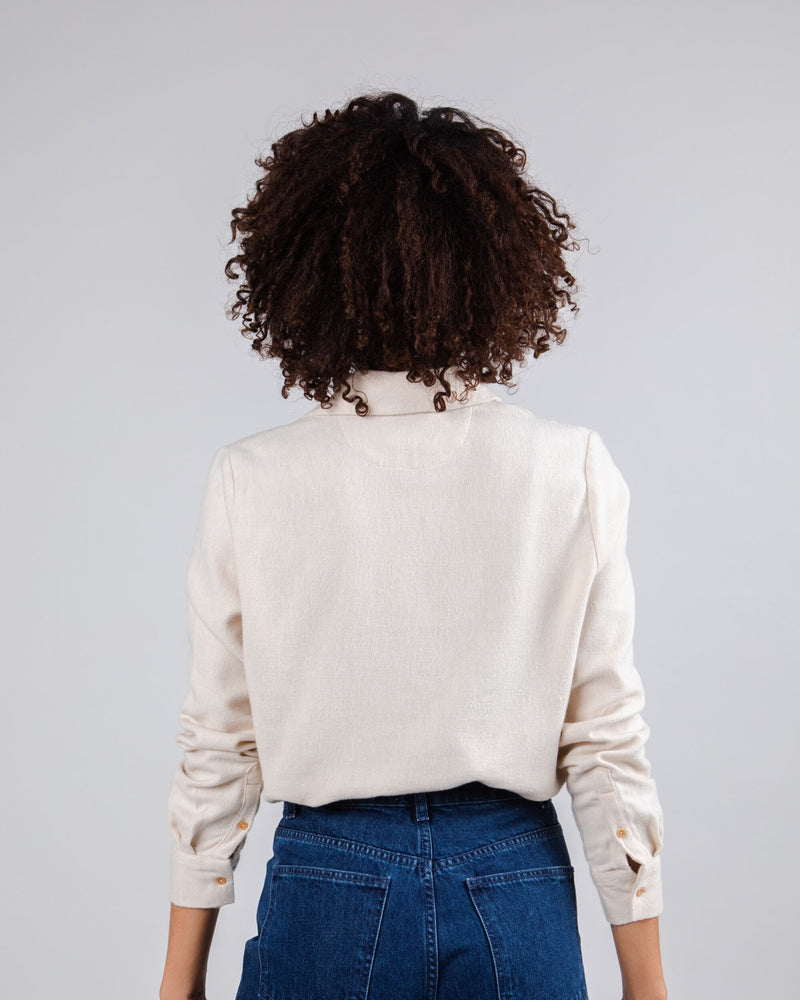 Chemise en coton bio | écru "cosy flannel blouse ecru"